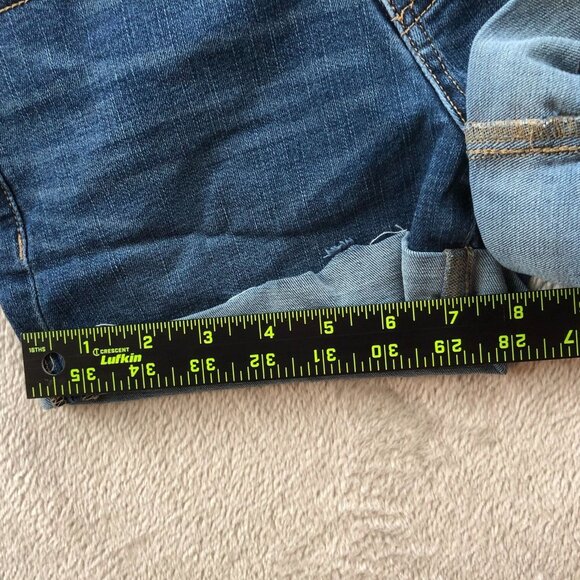 Aeropostale  Womens Jean Shorts Size 0 High Rise Midi Blue Denim Cuffed Casual - Picture 9 of 11